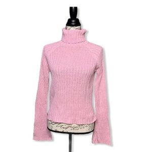 🍁SOLD🍁 Pink Ribbed Bell Sleeve Turtleneck Sweater